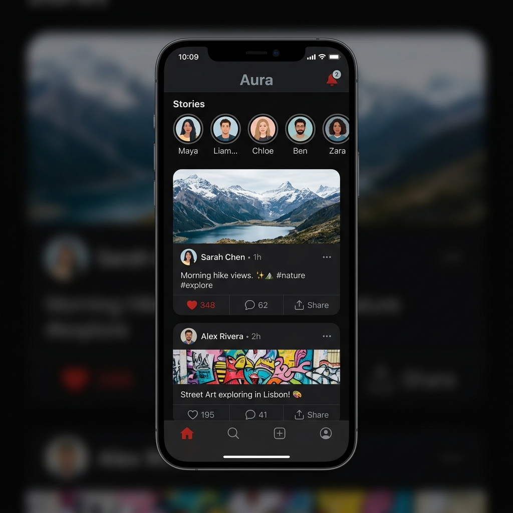 واجهة تطبيق اجتماعي